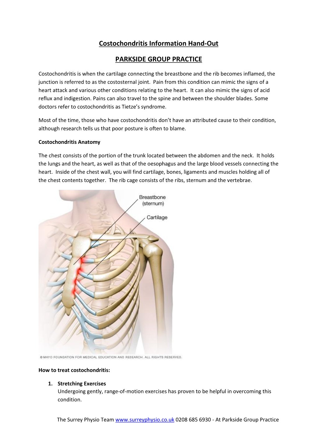 Costochondritis Information Hand-Out