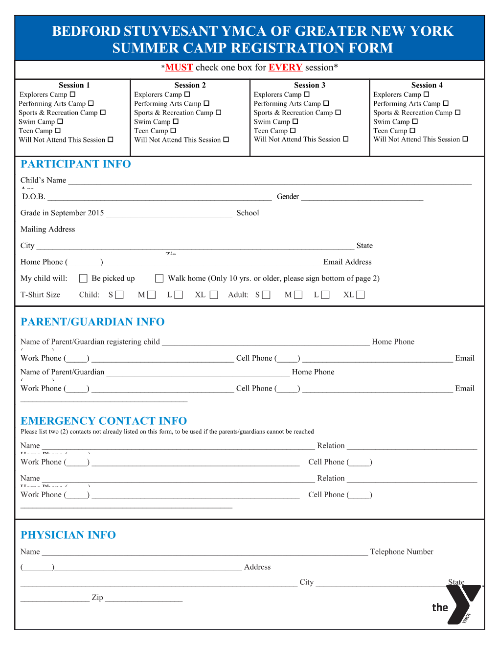 Bedford Stuyvesant Ymca Summer Camp Registration Form