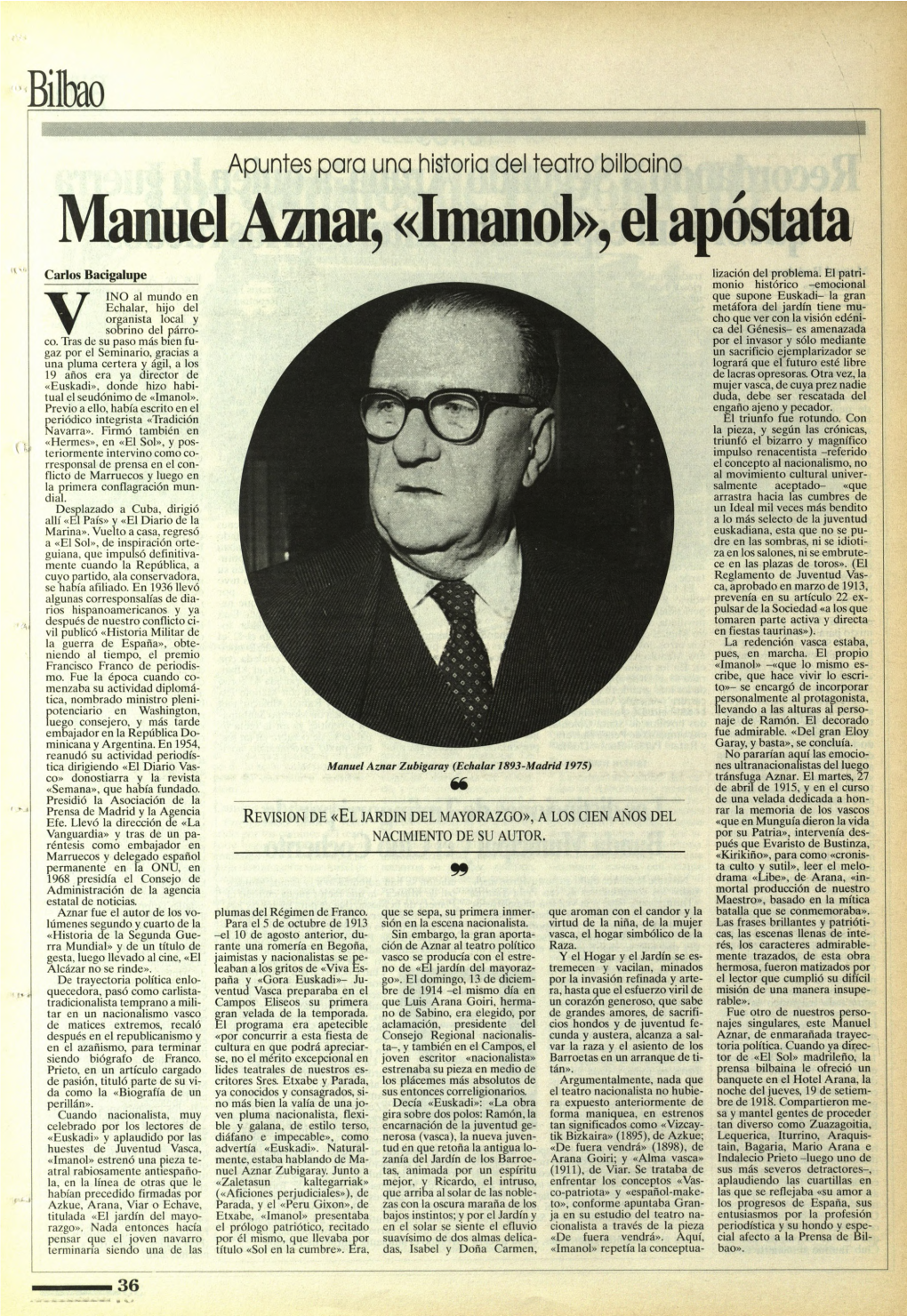 Manuel Aznar, «Imanol», El Apòstata