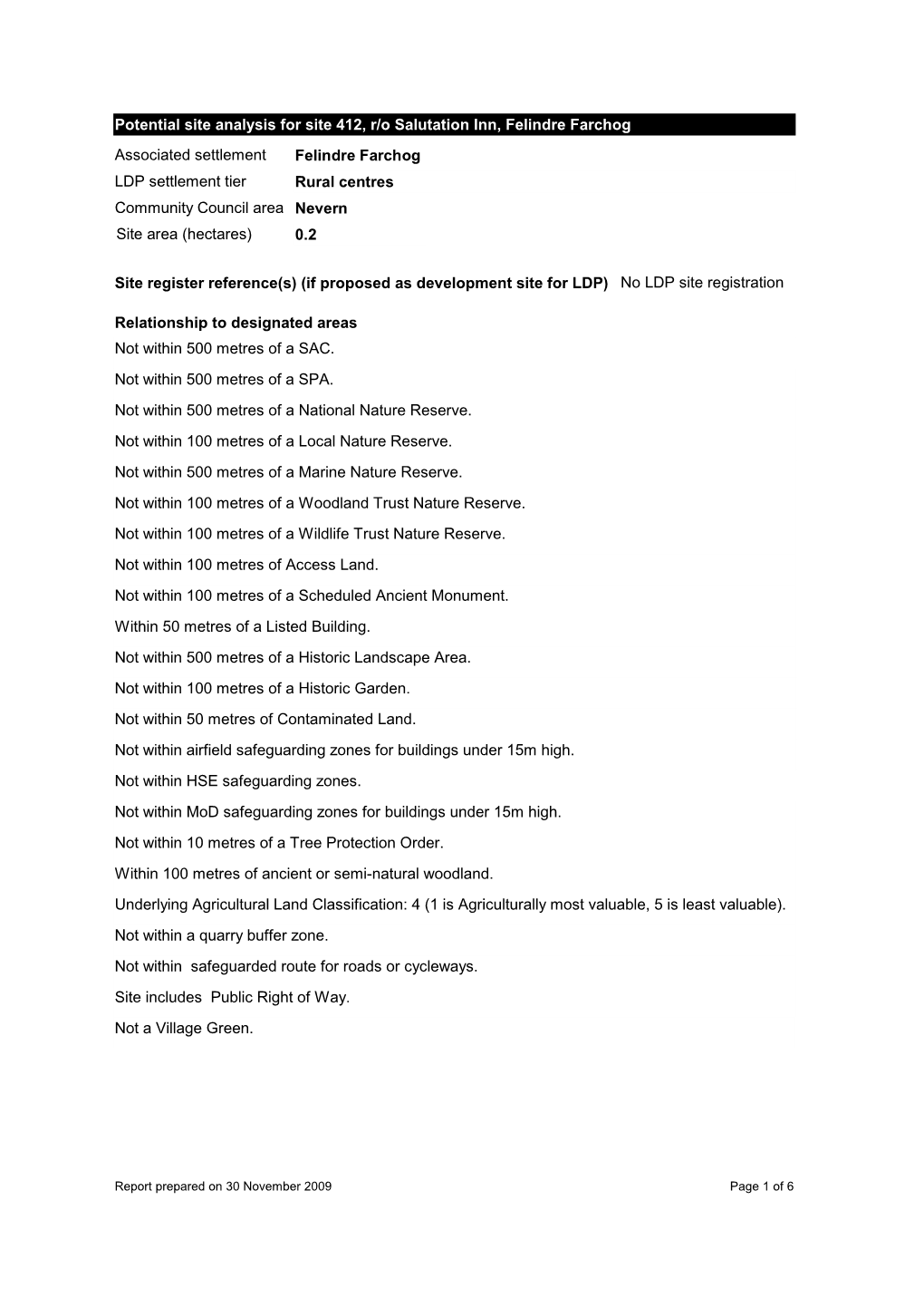 Nevern Felindre Farchog Rural Centres Associated Settlement LDP