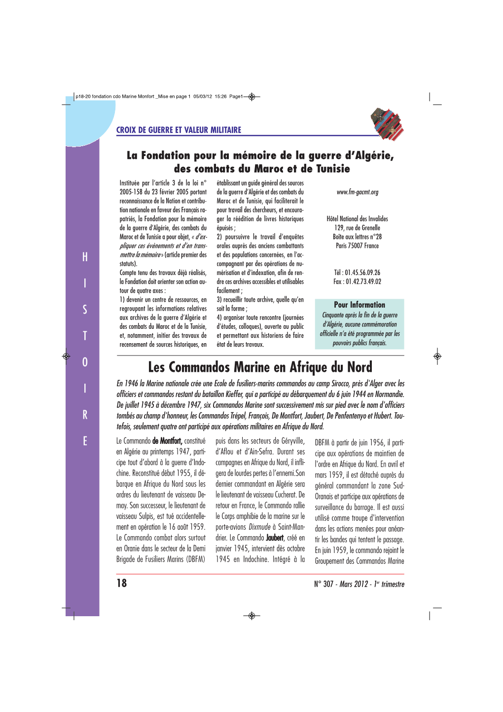 P18-20 Fondation Cdo Marine Monfort Mise En Page 1 05/03/12 15:26 Page1