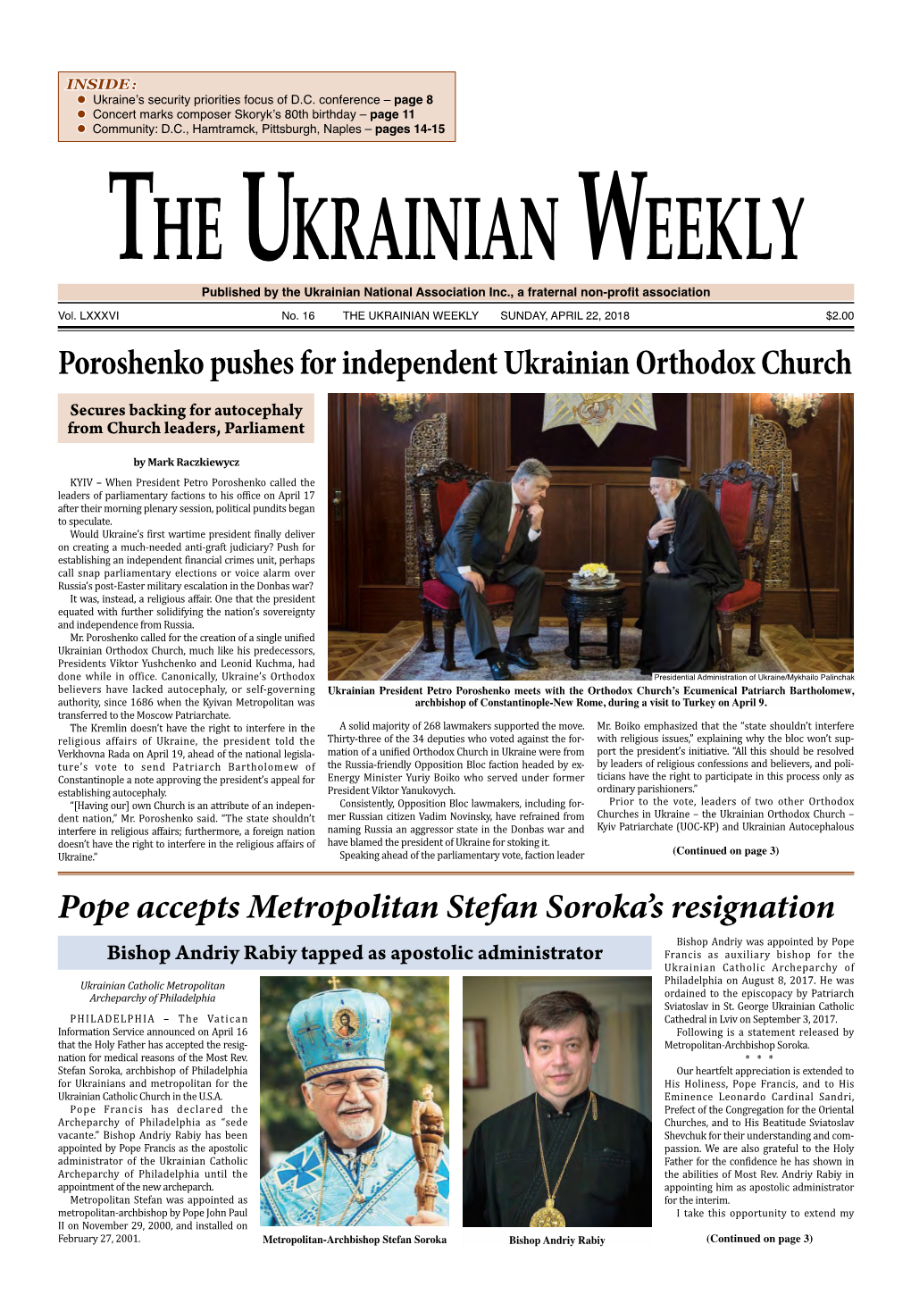 The Ukrainian Weekly, 2018