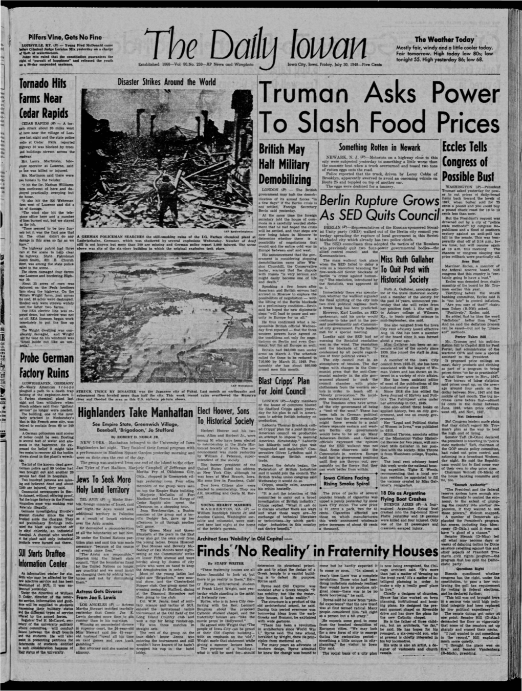Iowa City, Iowa, Friday, July 30, 1948-Five Cenls
