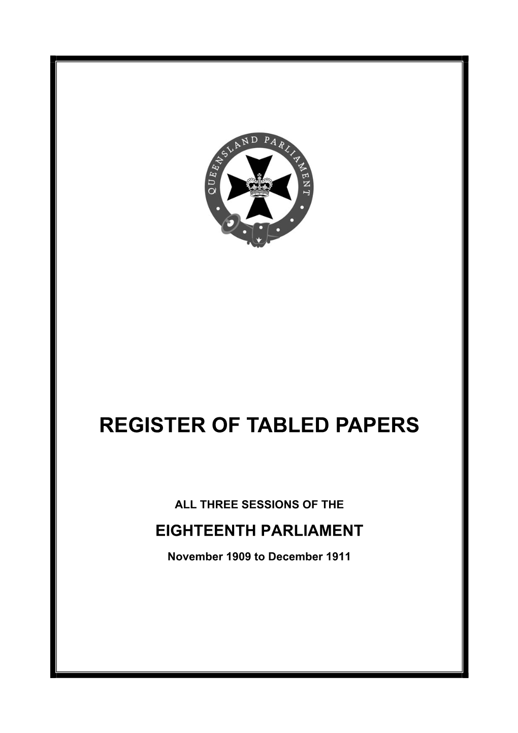 Register of Tabled Papers