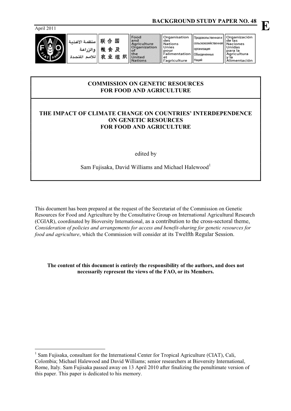 Use and Exchange of X Genetic Resources in the Various Sectors Of