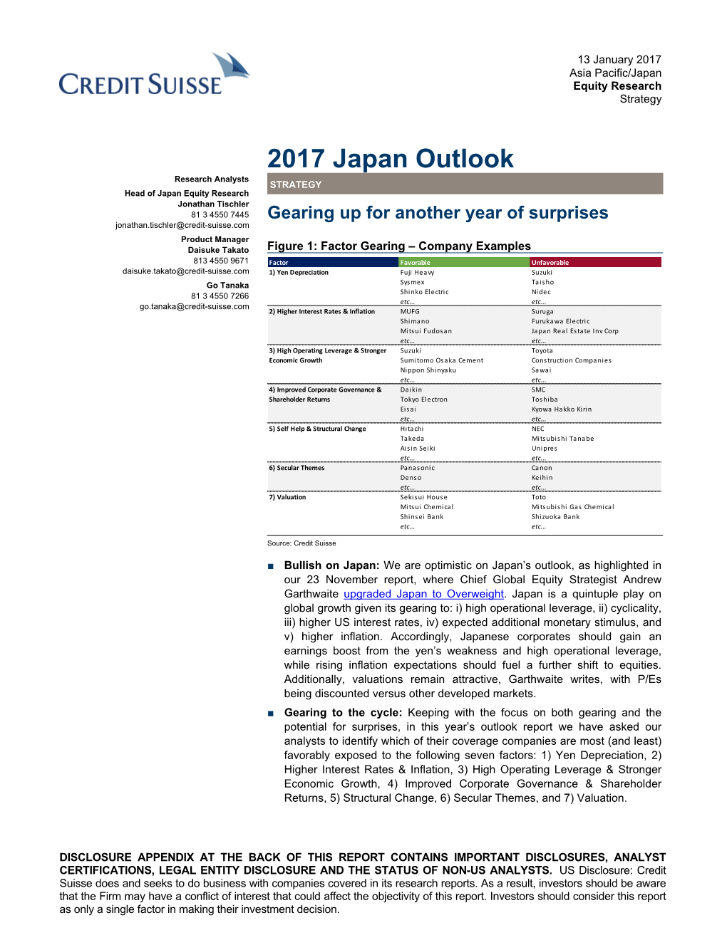 2017 Japan Outlook