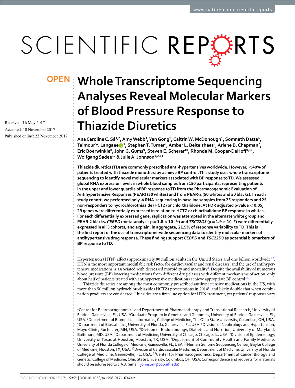 Whole Transcriptome Sequencing Analyses Reveal Molecular