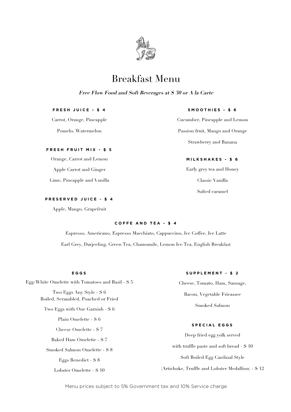 Breakfast Menu