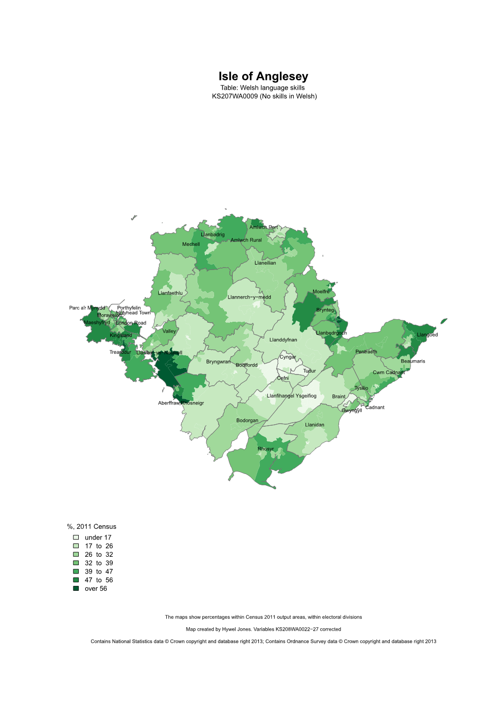 Isle of Anglesey Table: Welsh Language Skills KS207WA0009 (No Skills in Welsh)