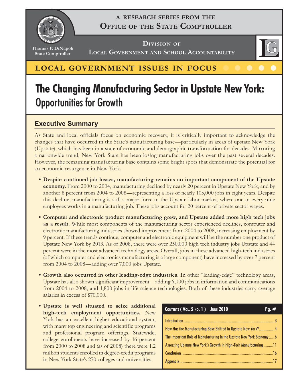 The Changing Manufacturing Sector in Upstate New York: Opportunities for Growth