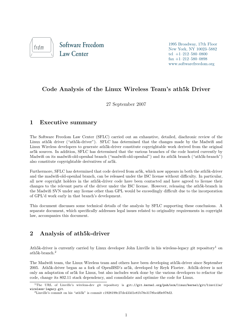 Code Analysis of the Linux Wireless Team's Ath5k Driver