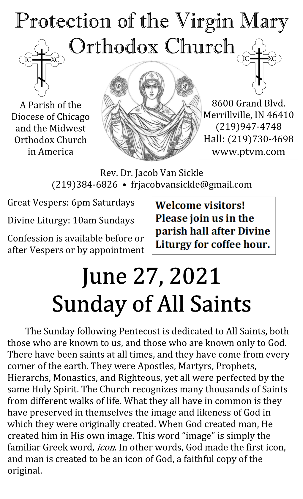 June 27, 2021 Sunday of All Saints