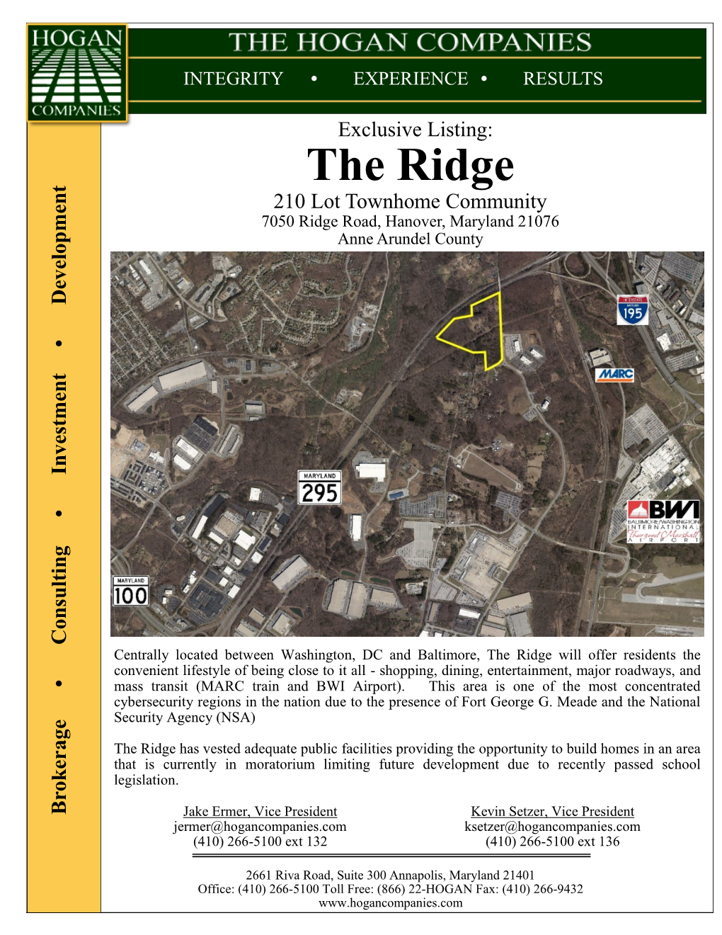 The Ridge 210 Lot Townhome Community 7050 Ridge Road, Hanover, Maryland 21076