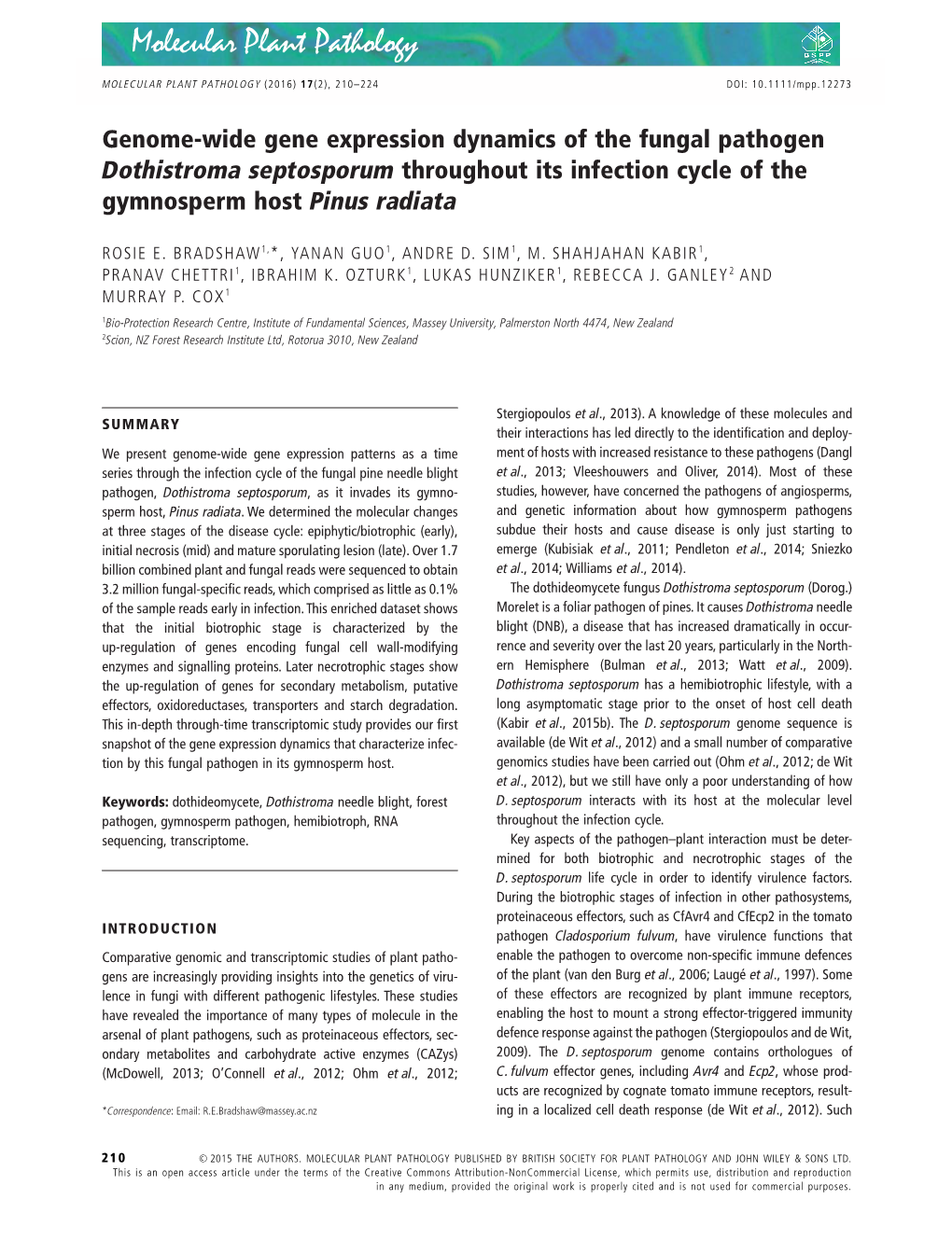 Genome‐Wide Gene Expression Dynamics of the Fungal Pathogen