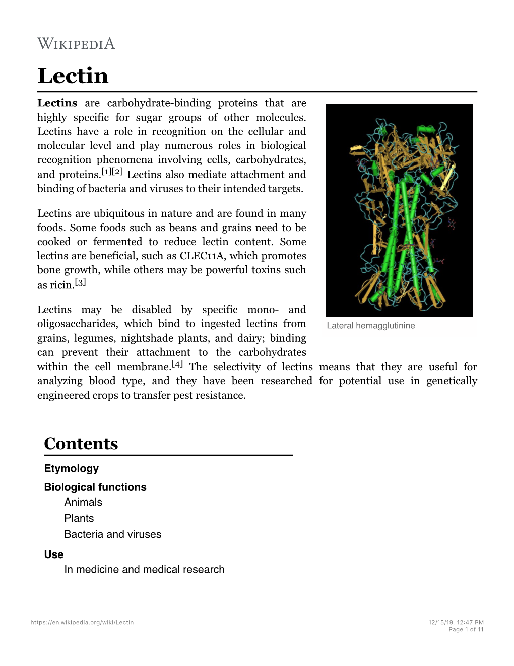 Lectin Lectins Are Carbohydrate-Binding Proteins That Are Highly Specific for Sugar Groups of Other Molecules