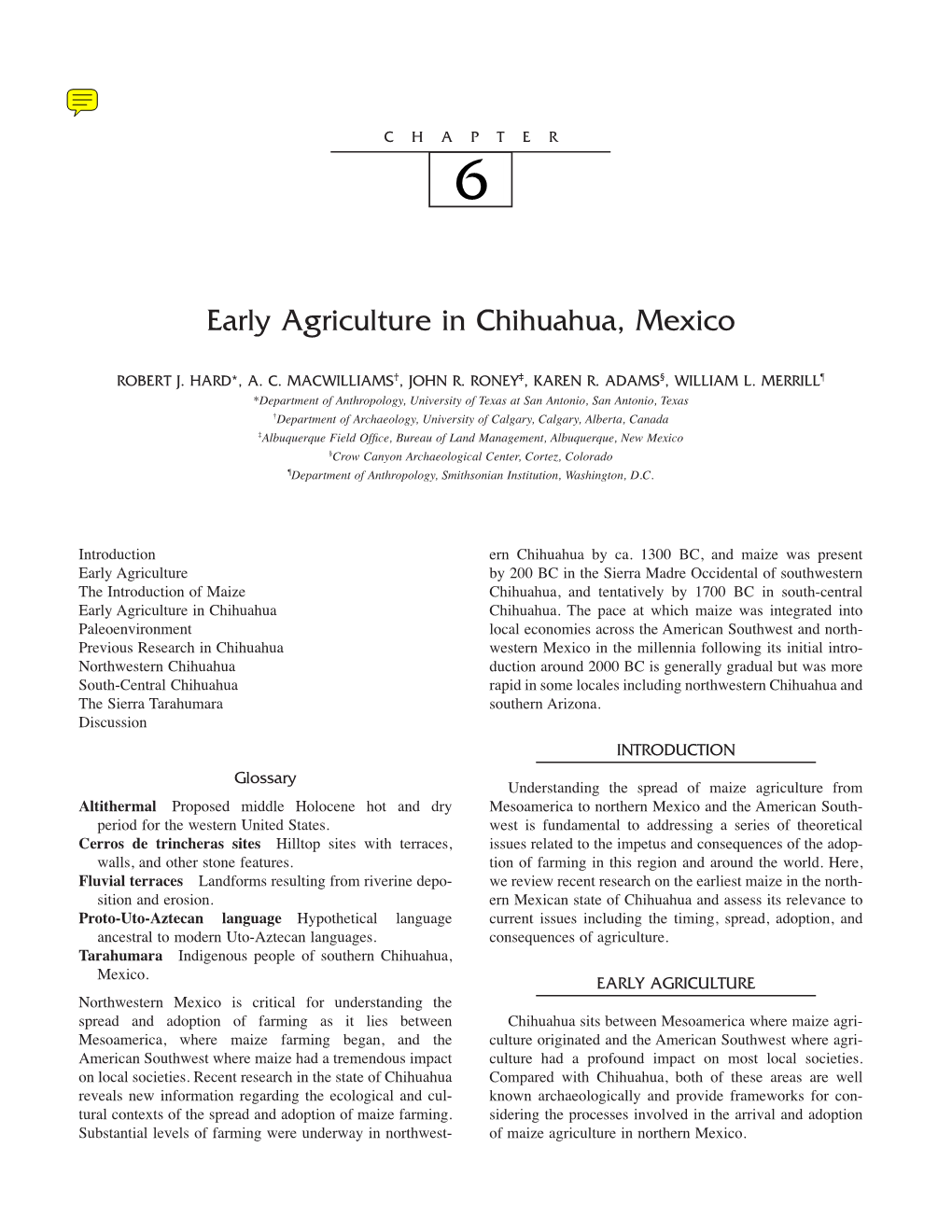 Early Agriculture in Chihuahua, Mexico