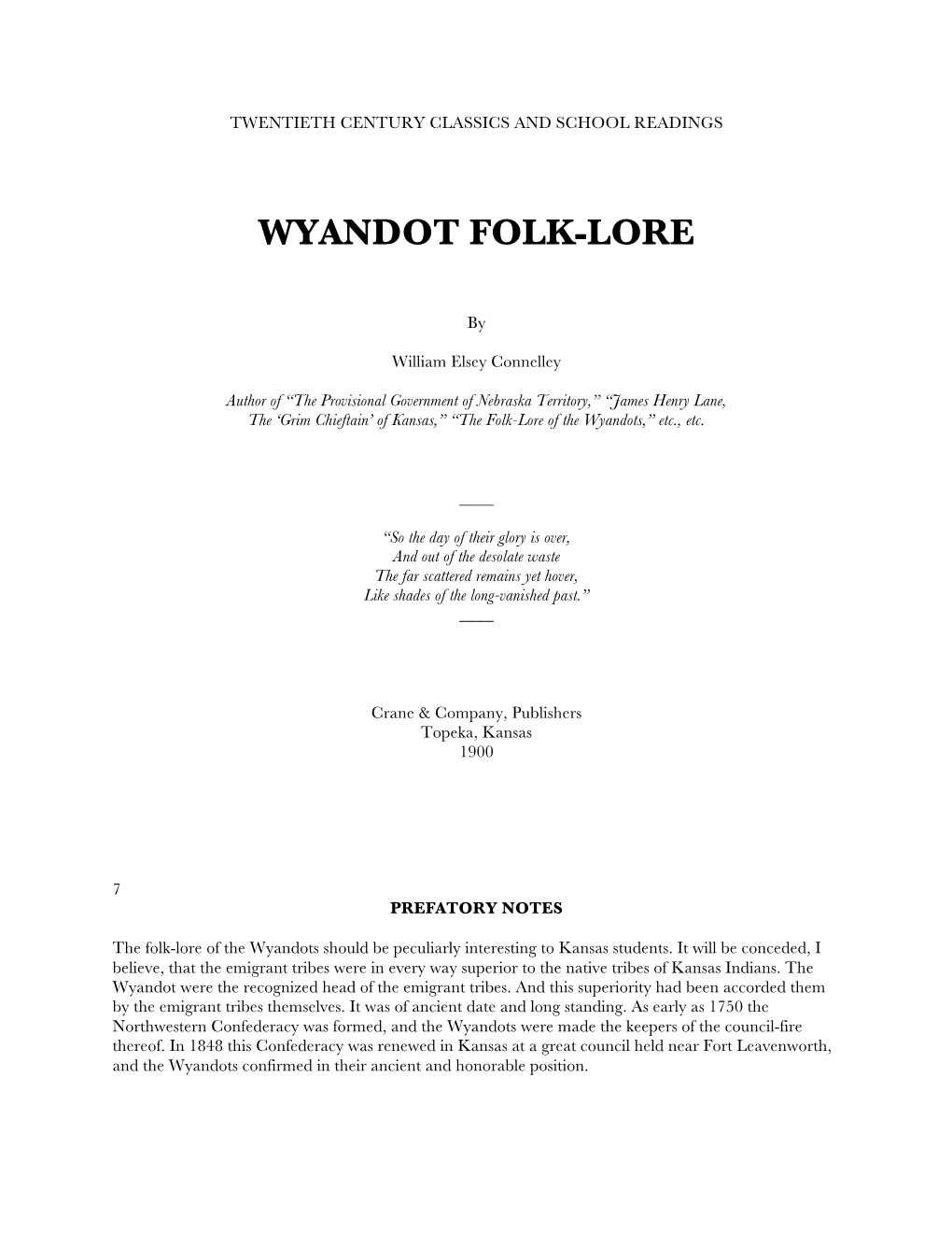 Wyandot Folk-Lore