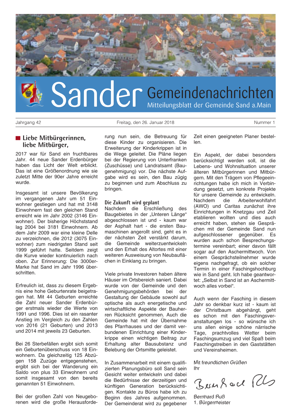 Gemeindenachrichten Sander Mitteilungsblatt Der Gemeinde Sand A.Main