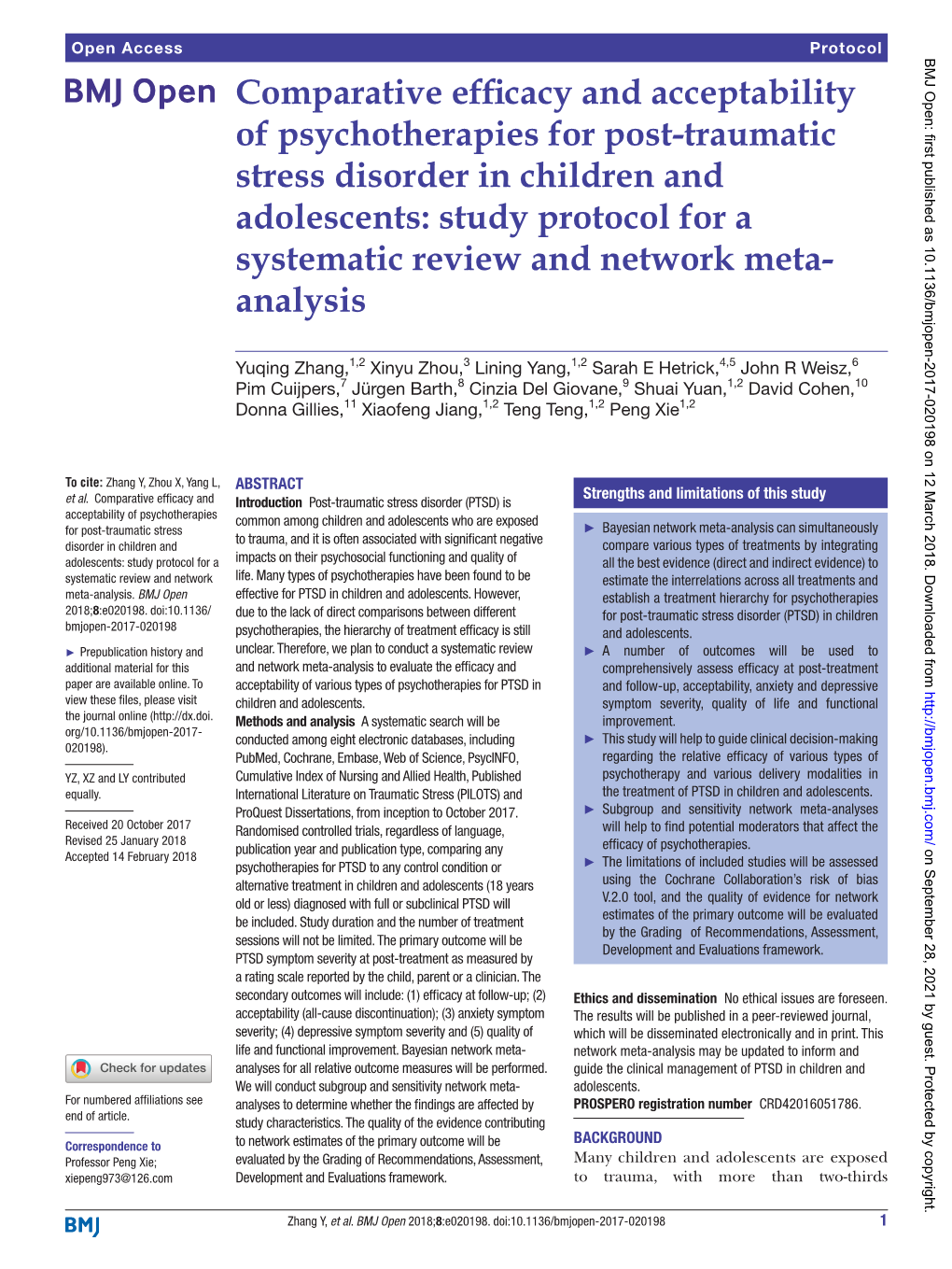 Comparative Efficacy and Acceptability of Psychotherapies for Post