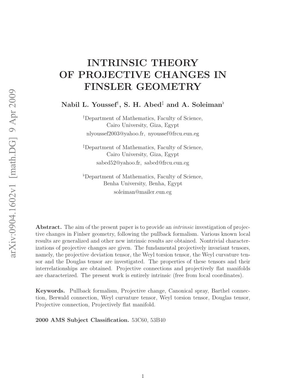 Intrinsic Theory of Projective Changes in Finsler Geometry Following the Pullback Approach