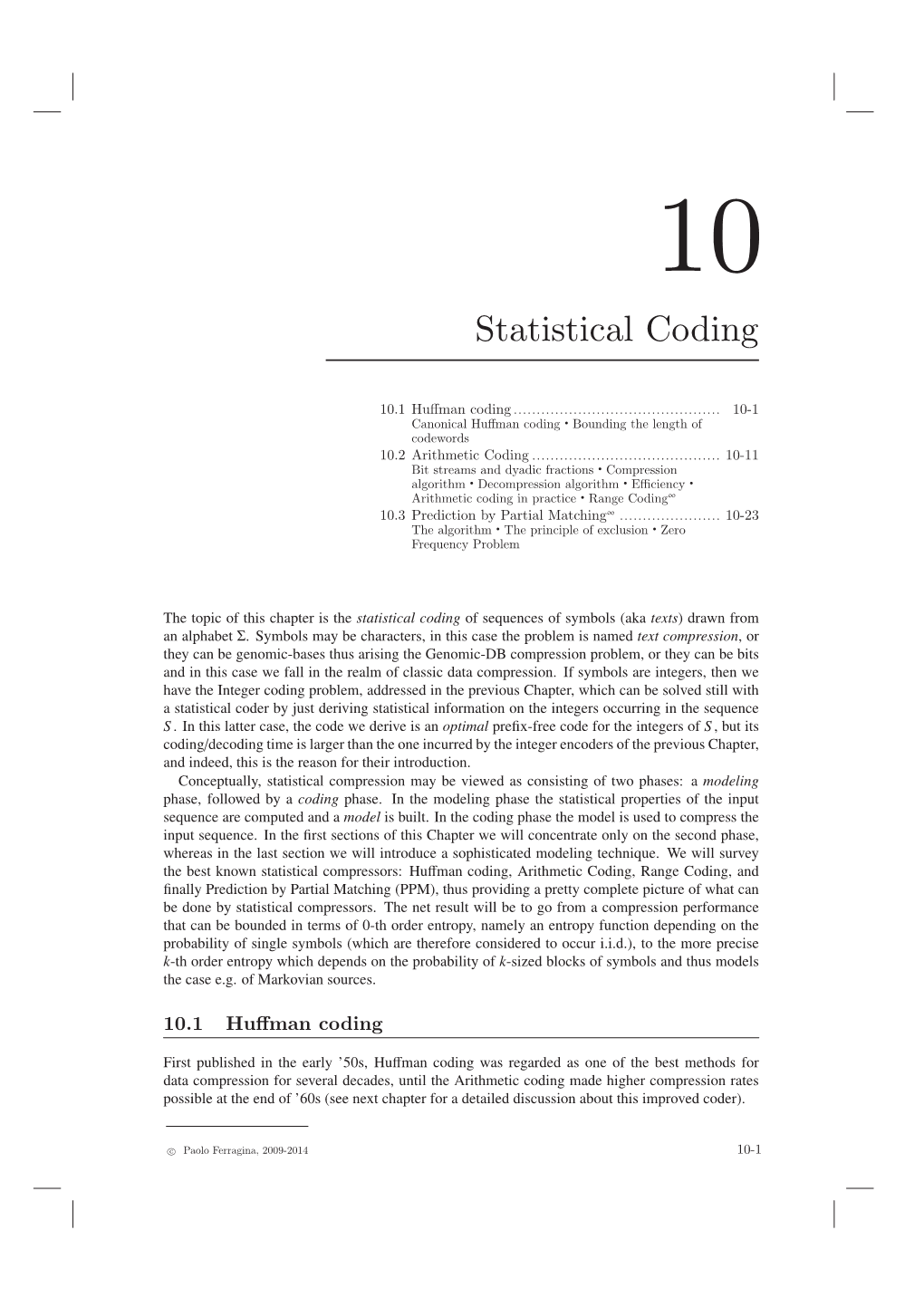 Statistical Coding