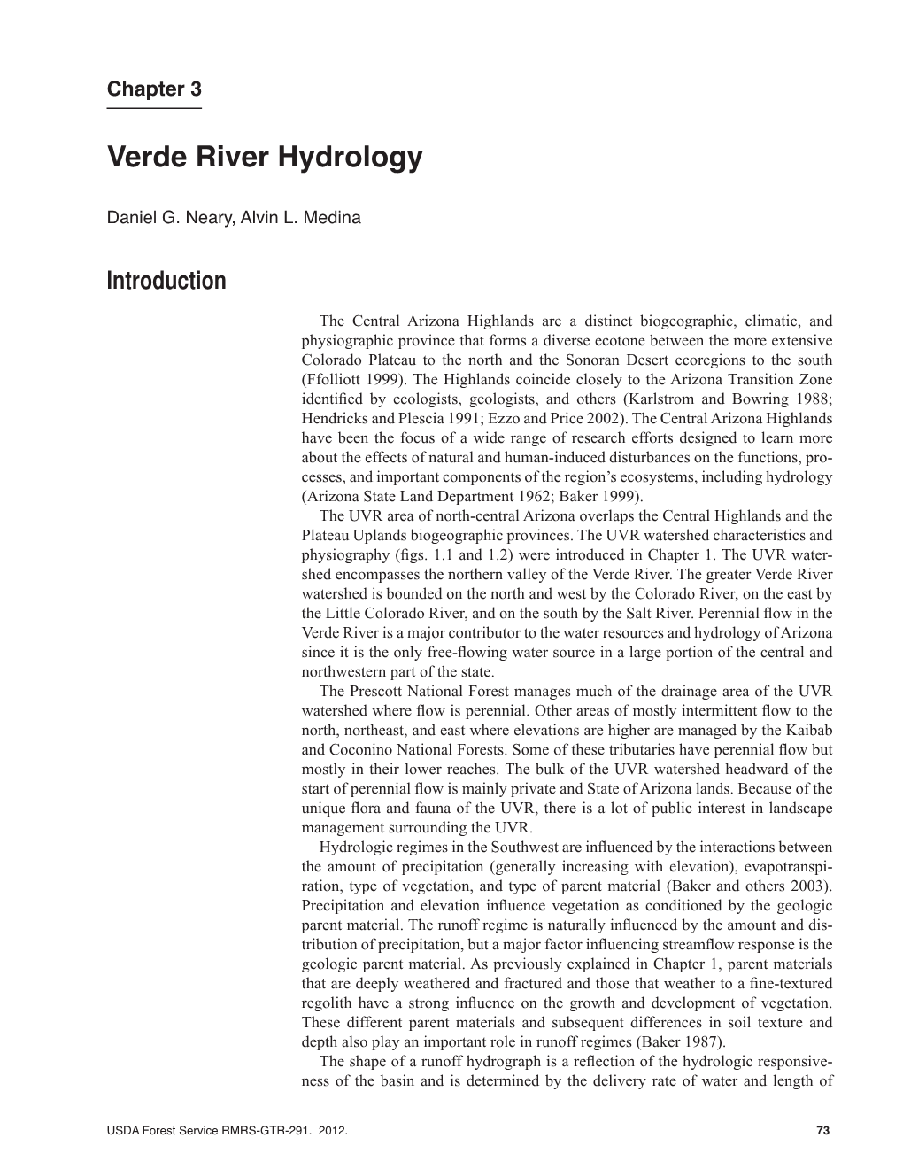 Synthesis of Upper Verde River Research and Monitoring 1993-2008