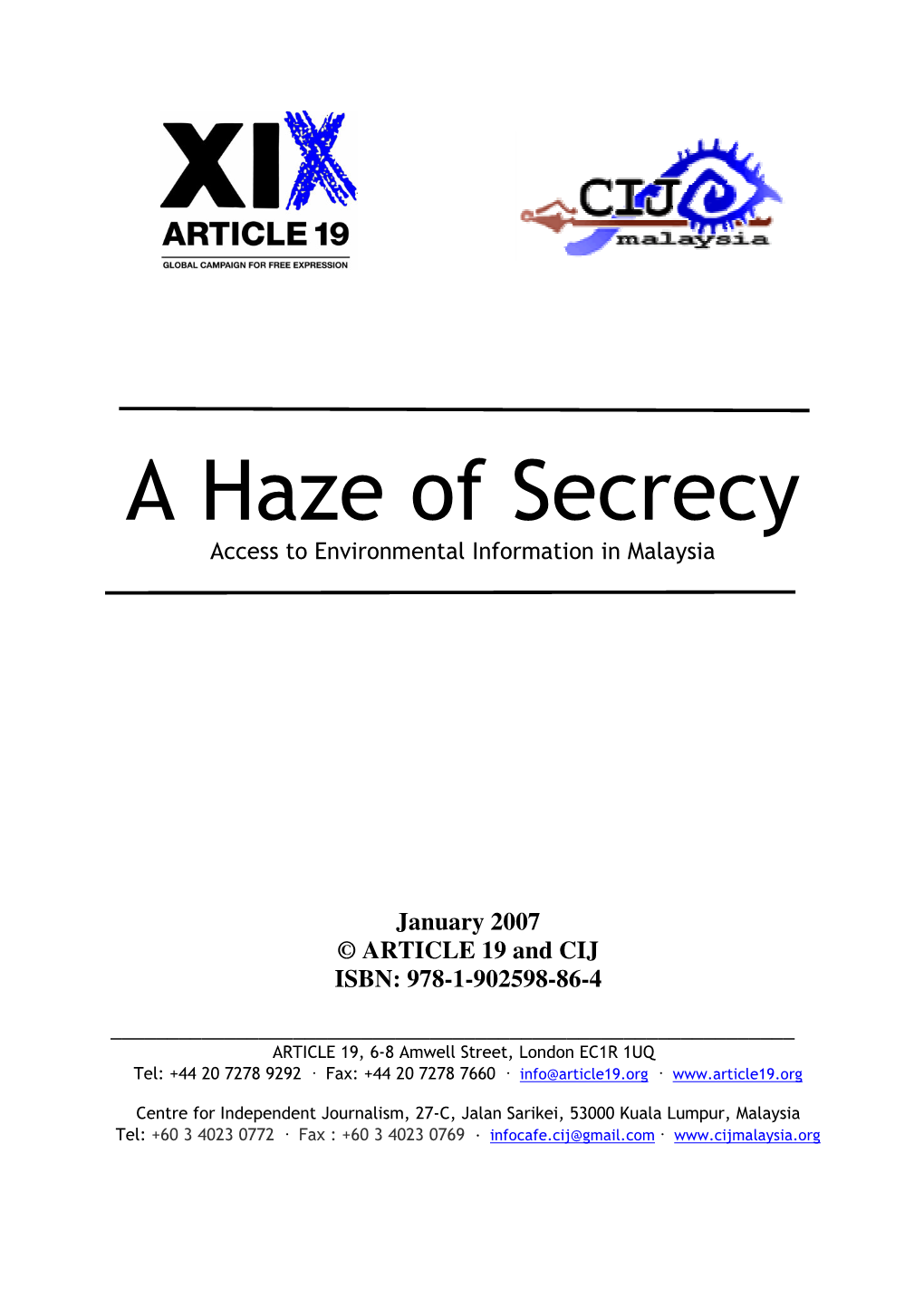 A Haze of Secrecy Access to Environm Ental Inform Ation in M Alaysia