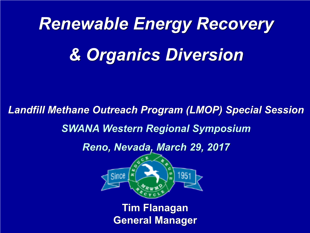 Renewable Energy Recovery & Organics Diversion (PDF)