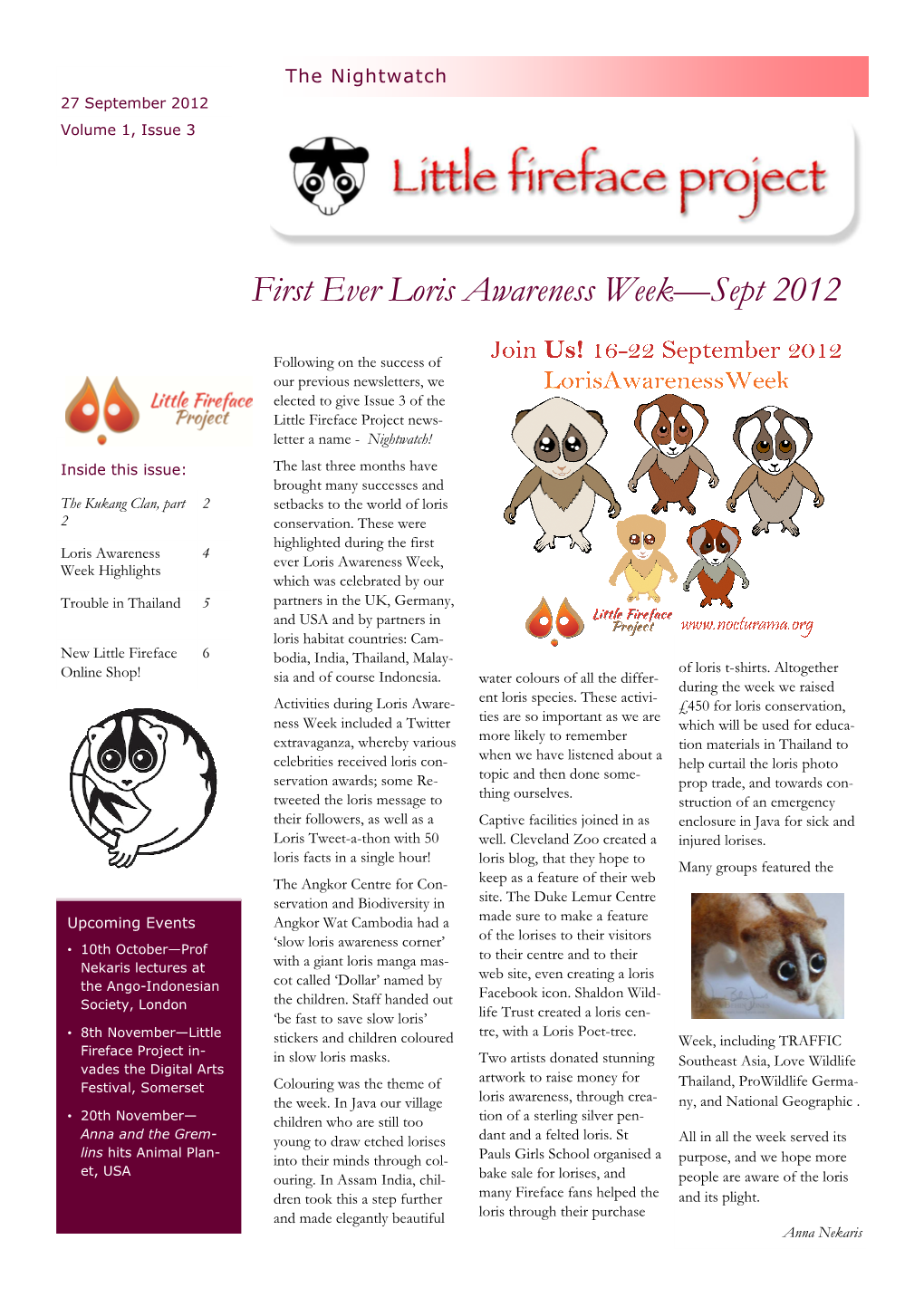 First Ever Loris Awareness Week—Sept 2012