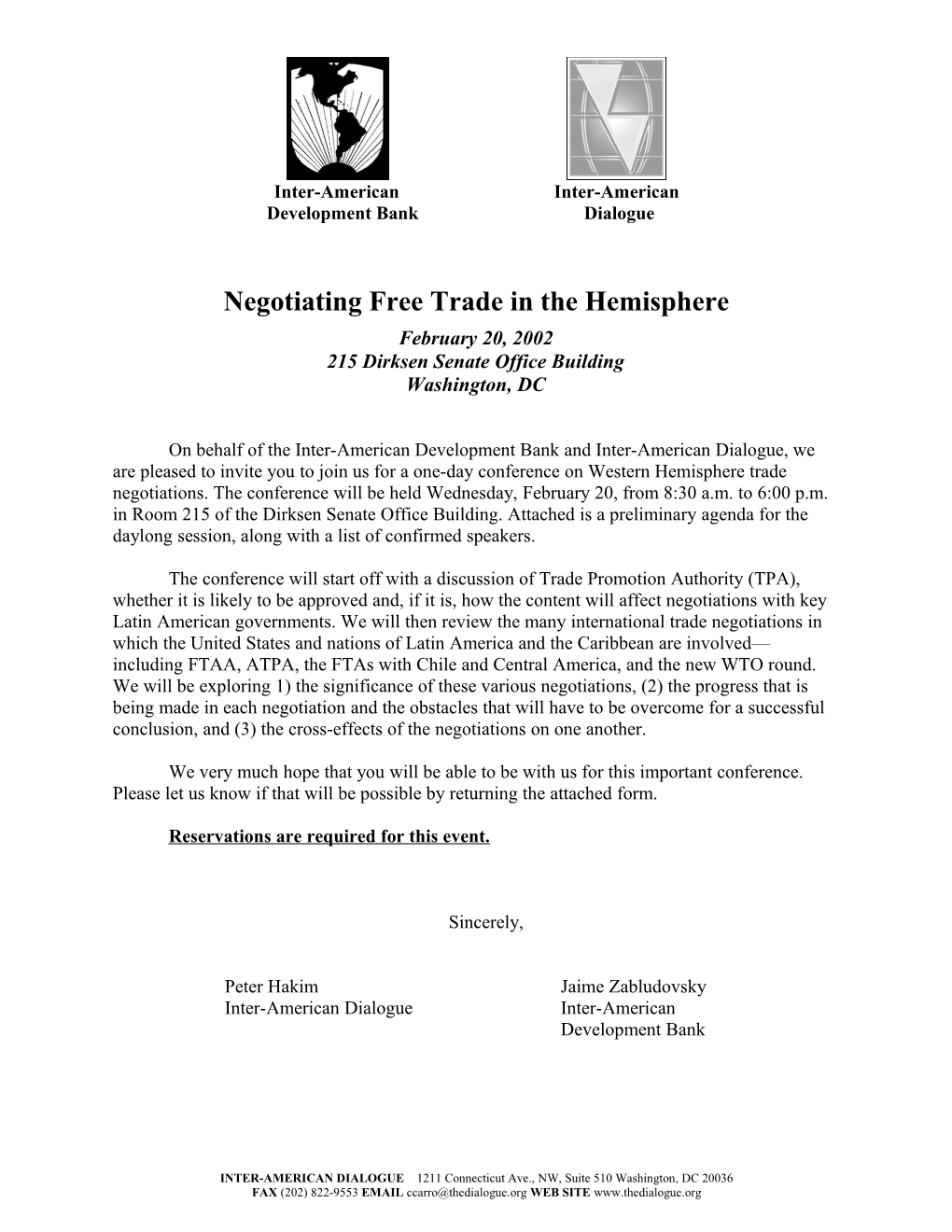 Negotiatiating Free Trade in the Hemisphere