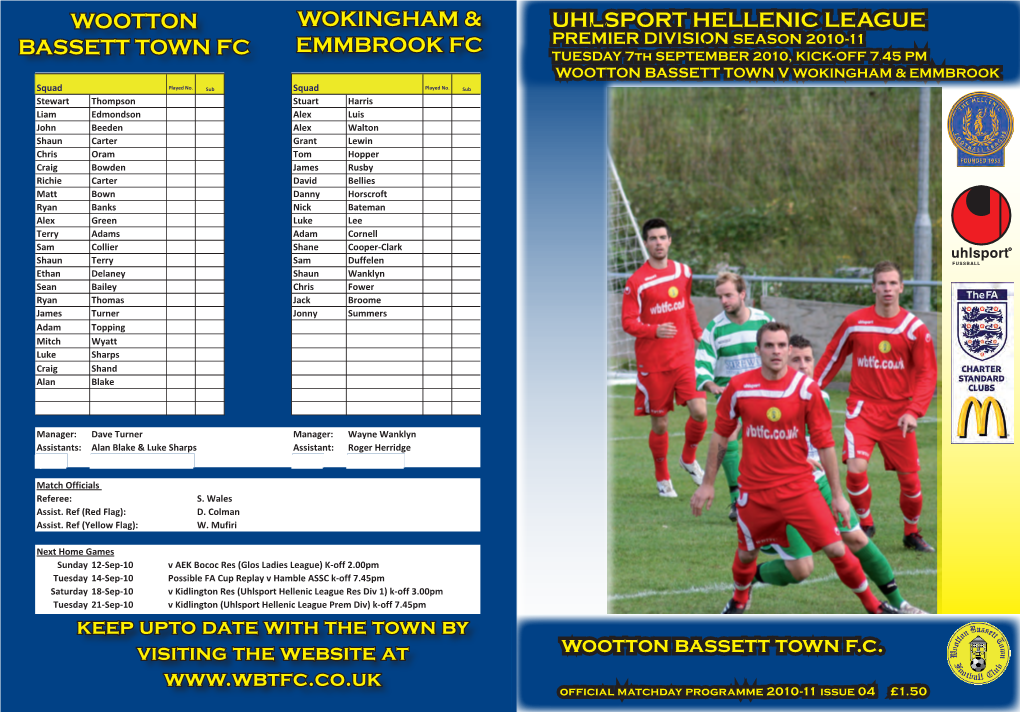 Tuesday 7Th September 2010 Wokingham and Emmbrook