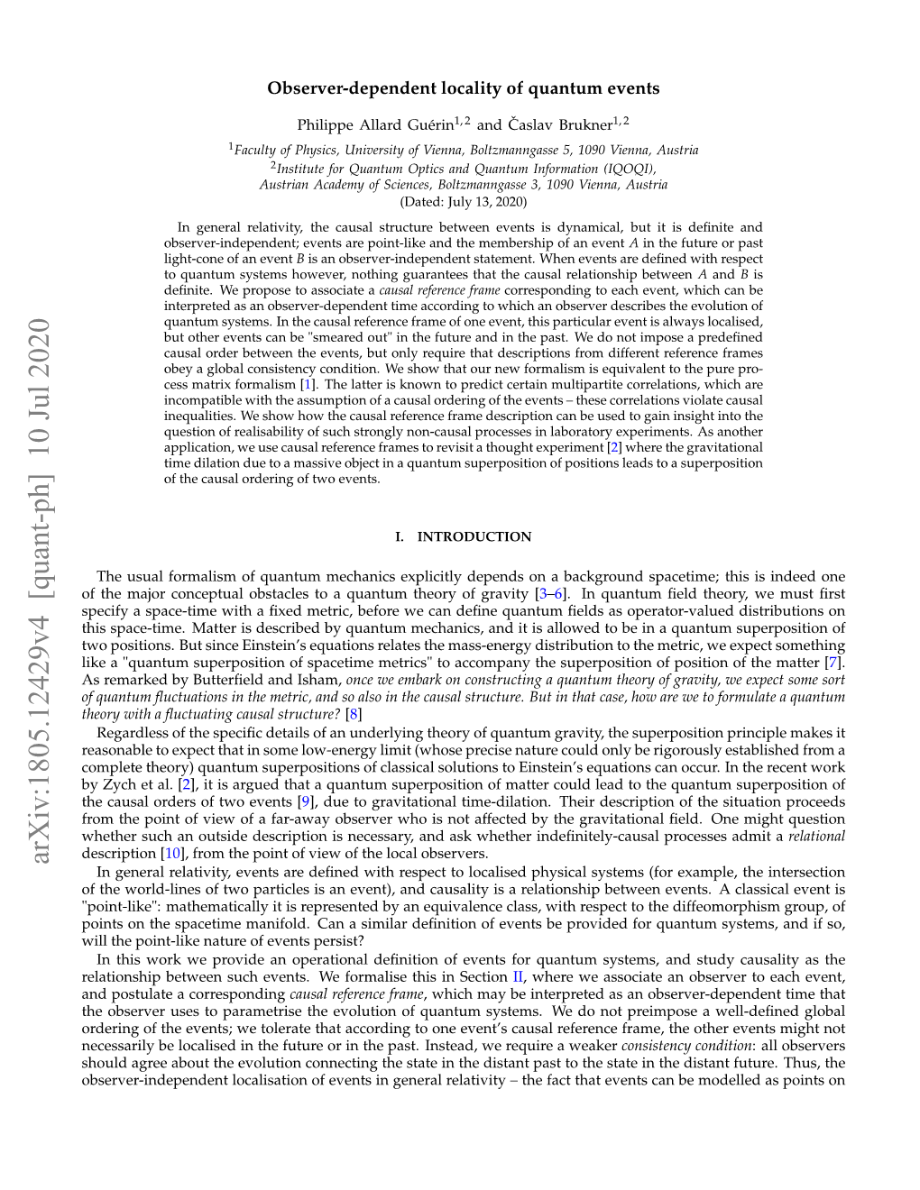 Arxiv:1805.12429V4 [Quant-Ph] 10 Jul 2020