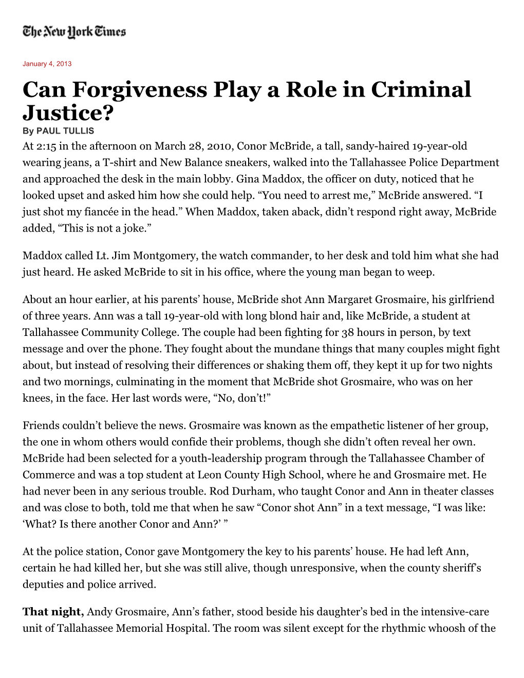 Can Forgiveness Play a Role in Criminal Justice?