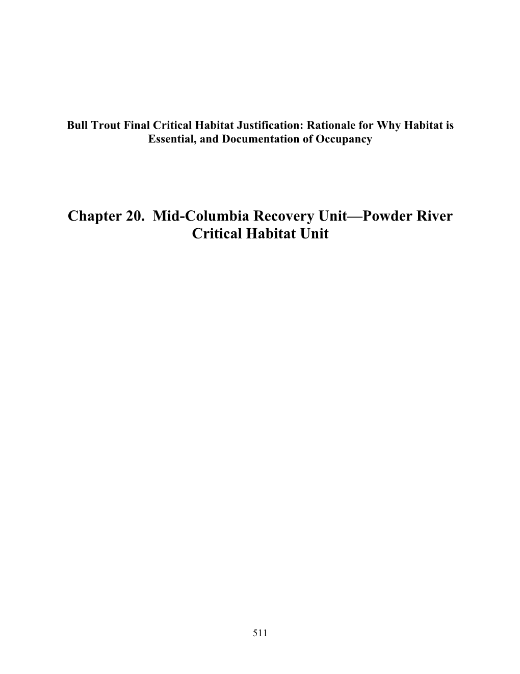 Chapter 20. Mid-Columbia Recovery Unit—Powder River Critical Habitat Unit