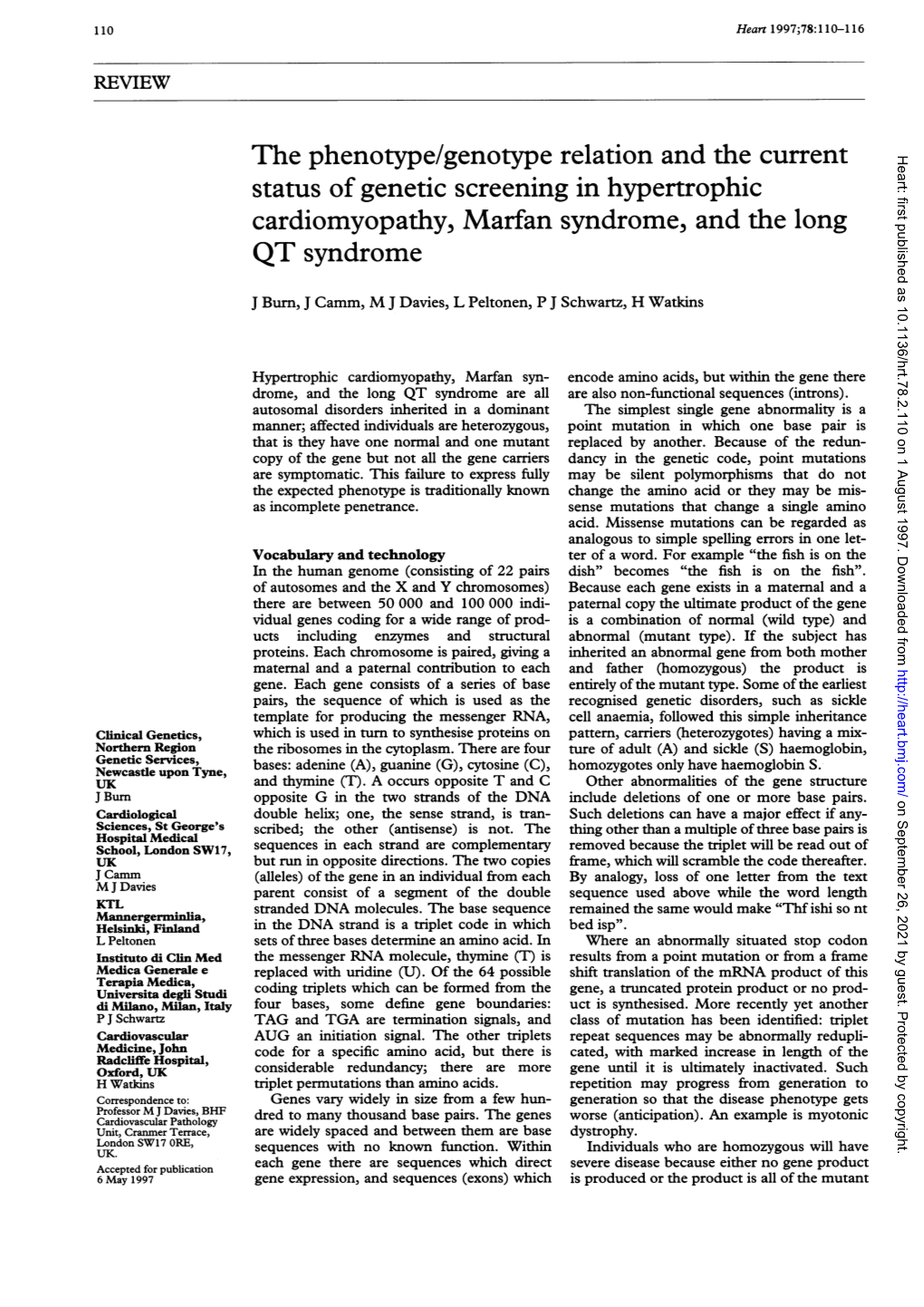 The Phenotype/Genotype Relation and the Current QT Syndrome