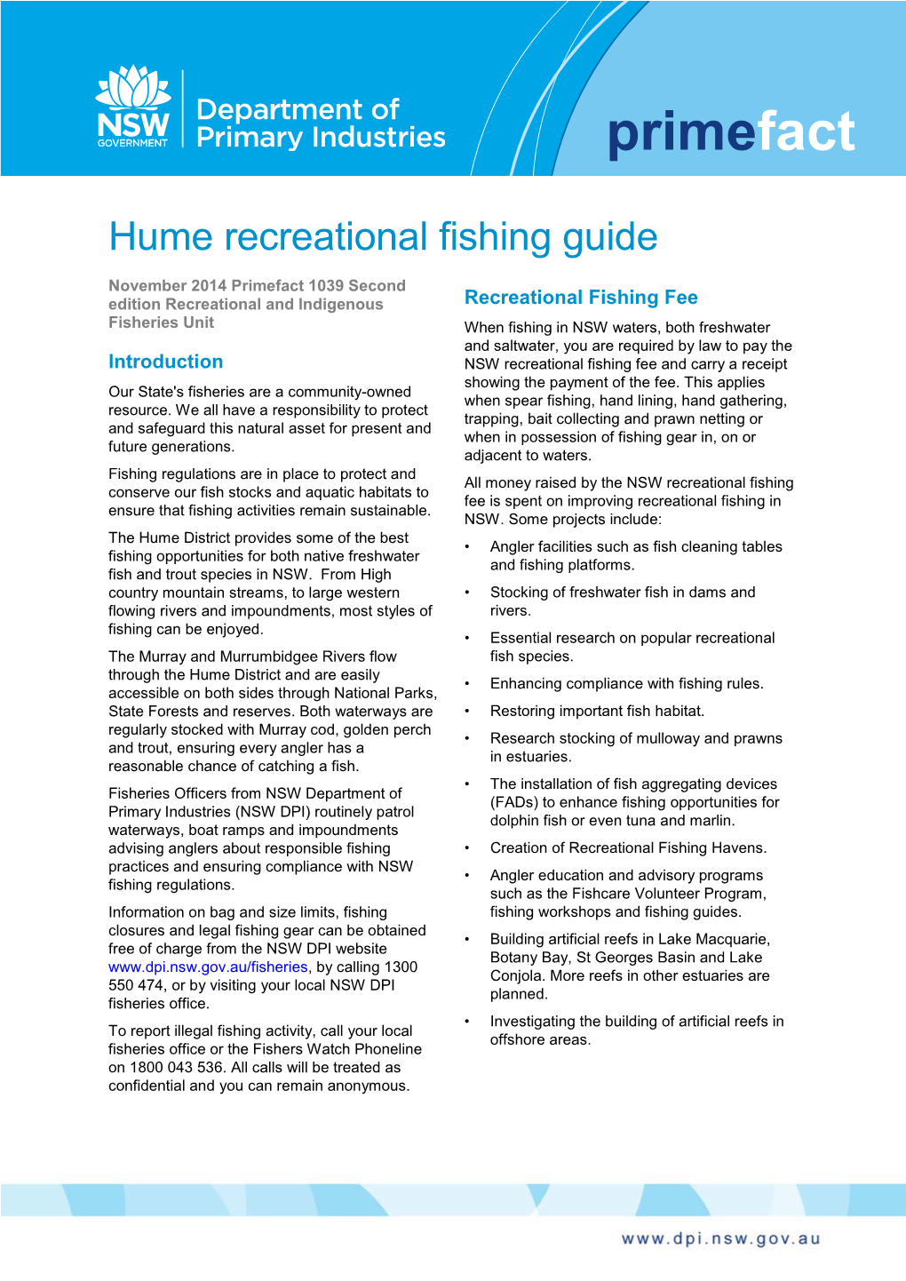 Hume Recreational Fishing Guide