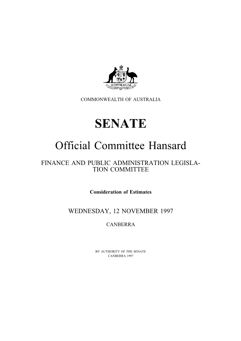 SENATE Official Committee Hansard