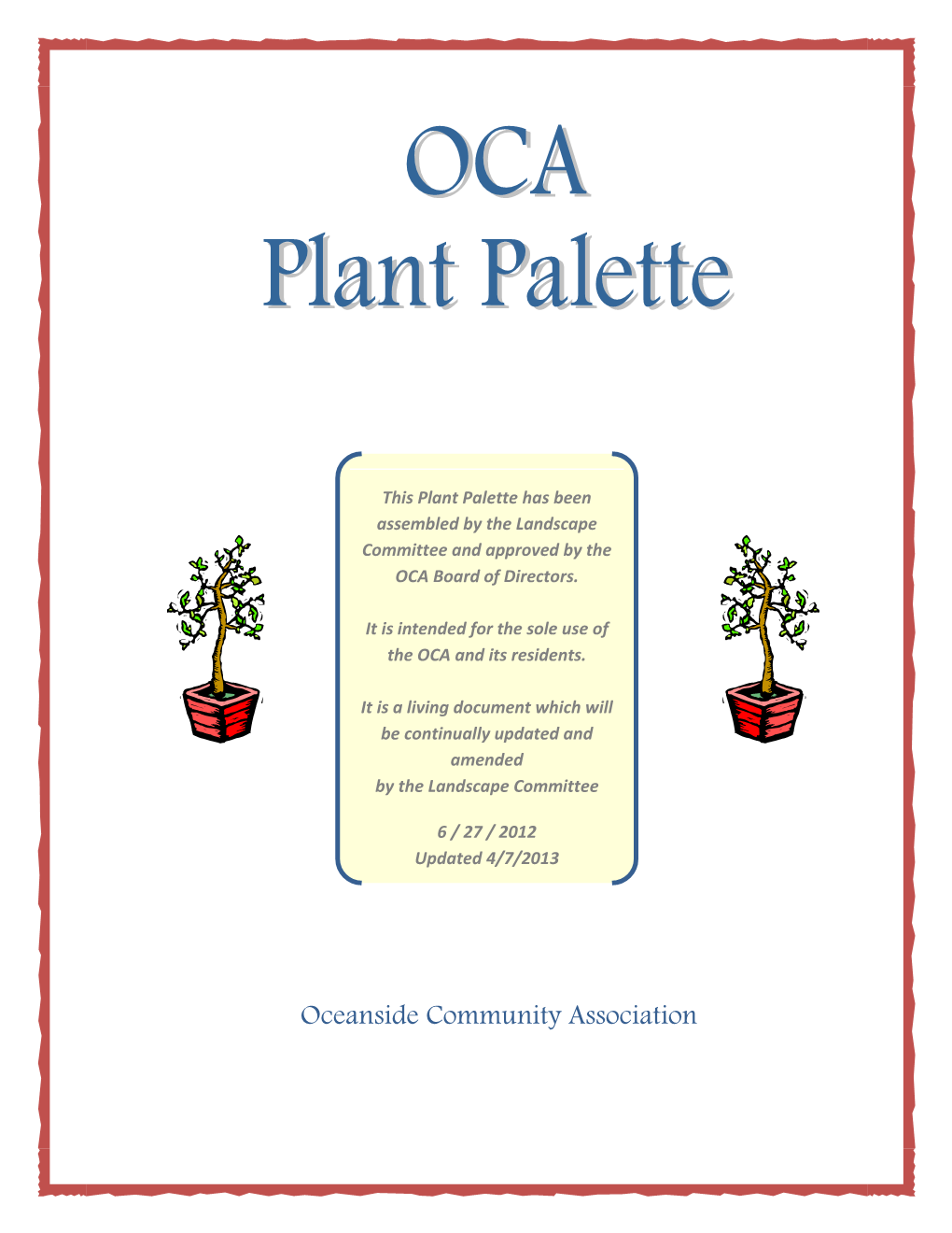 Oceanside Community Association Foreword