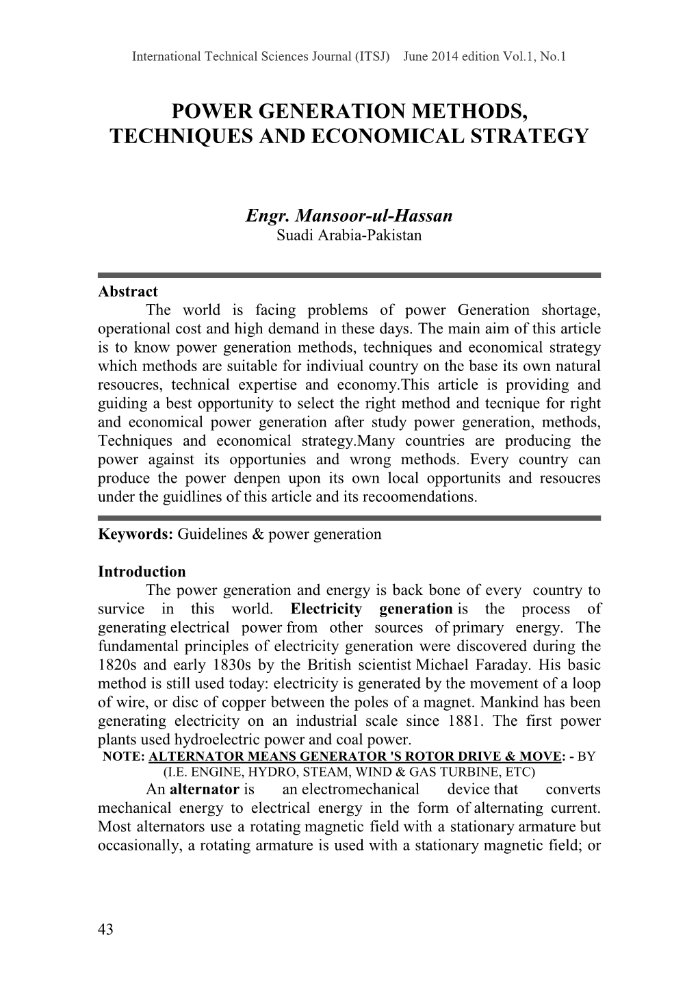 Power Generation Methods, Techniques and Economical Strategy