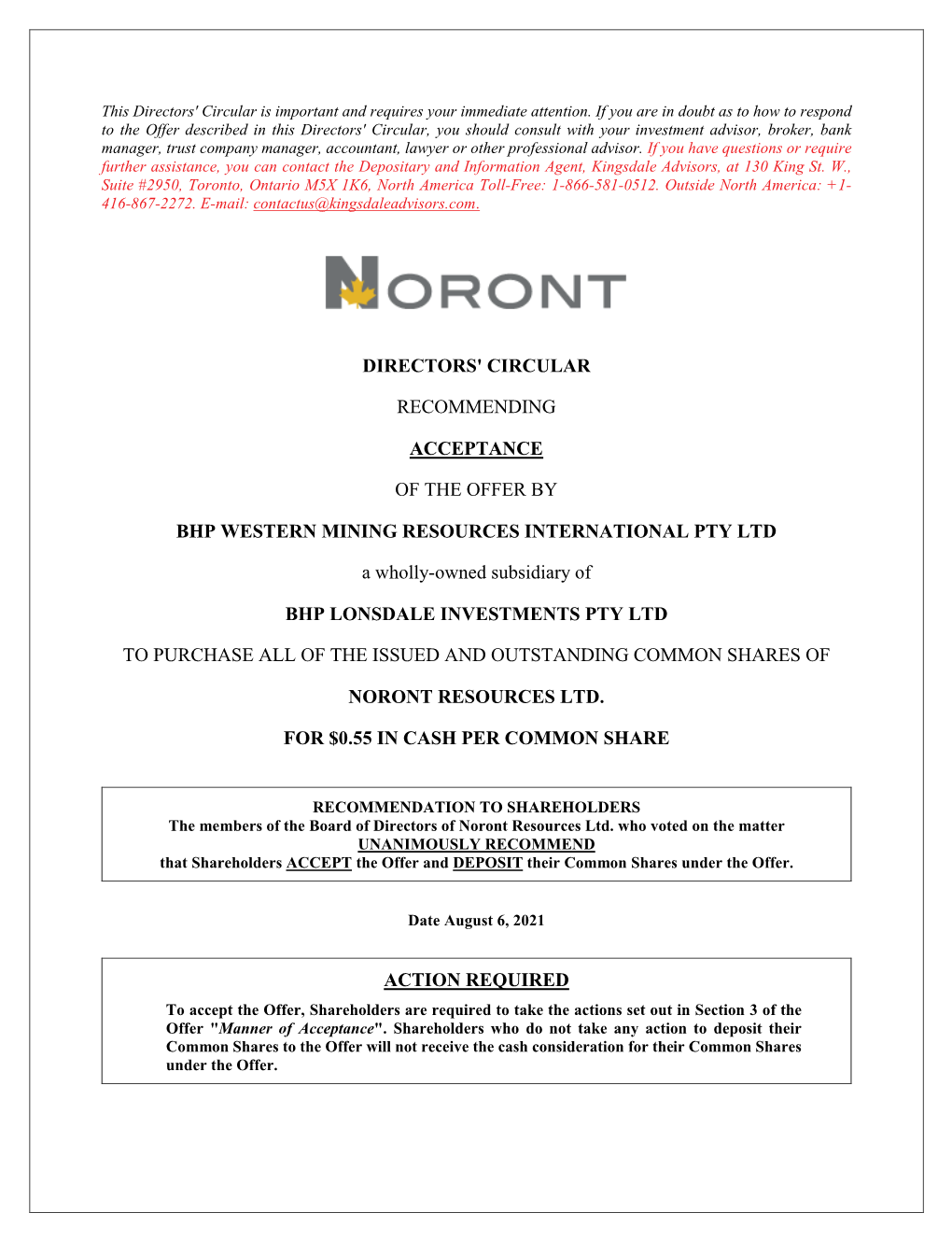 Noront Directors' Circular