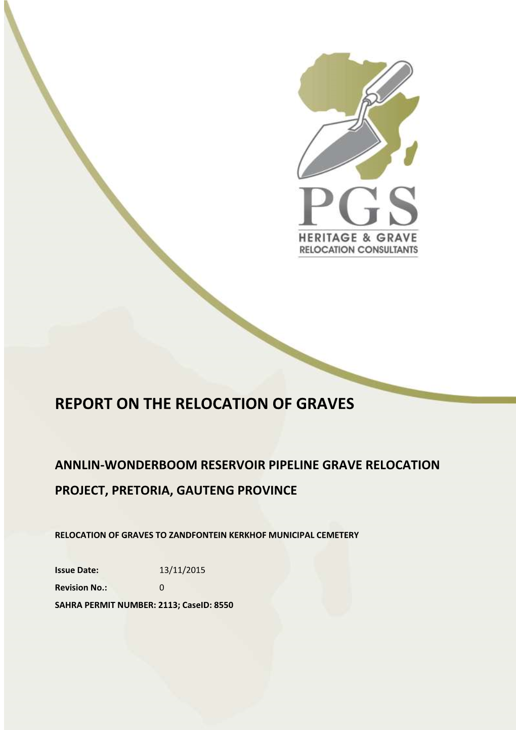 Report on the Relocation of Graves