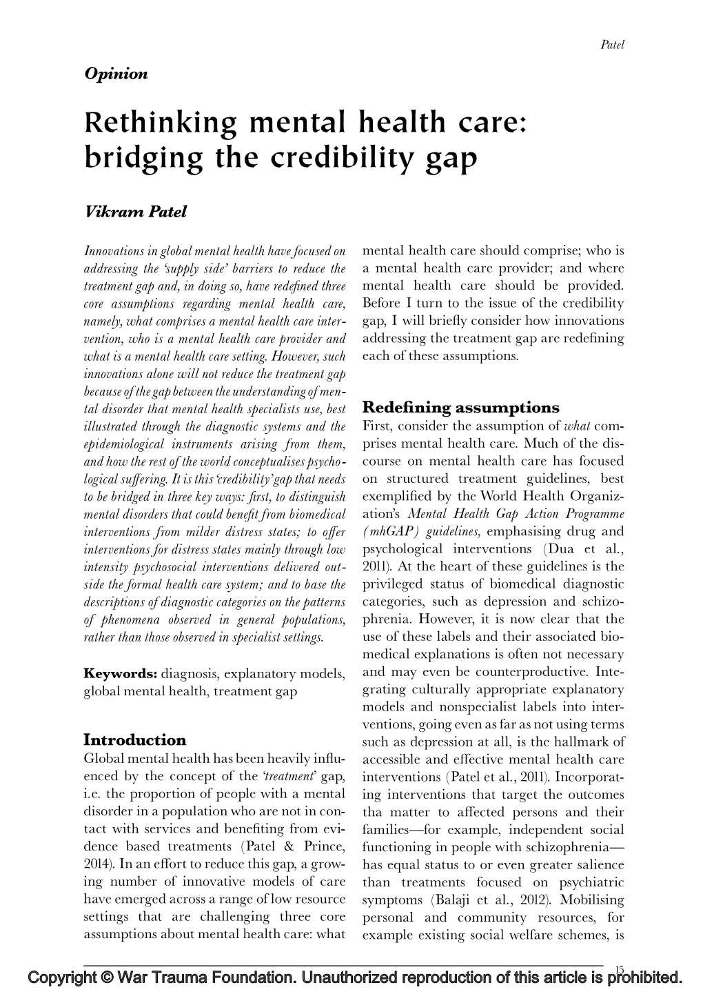 Rethinking Mental Health Care: Bridging the Credibility Gap