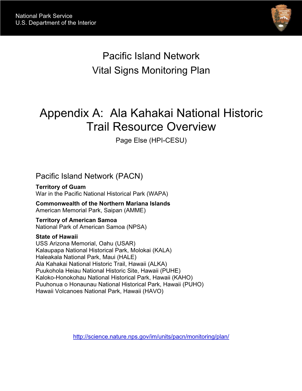 Ala Kahakai National Historic Trail Resource Overview Page Else (HPI-CESU)