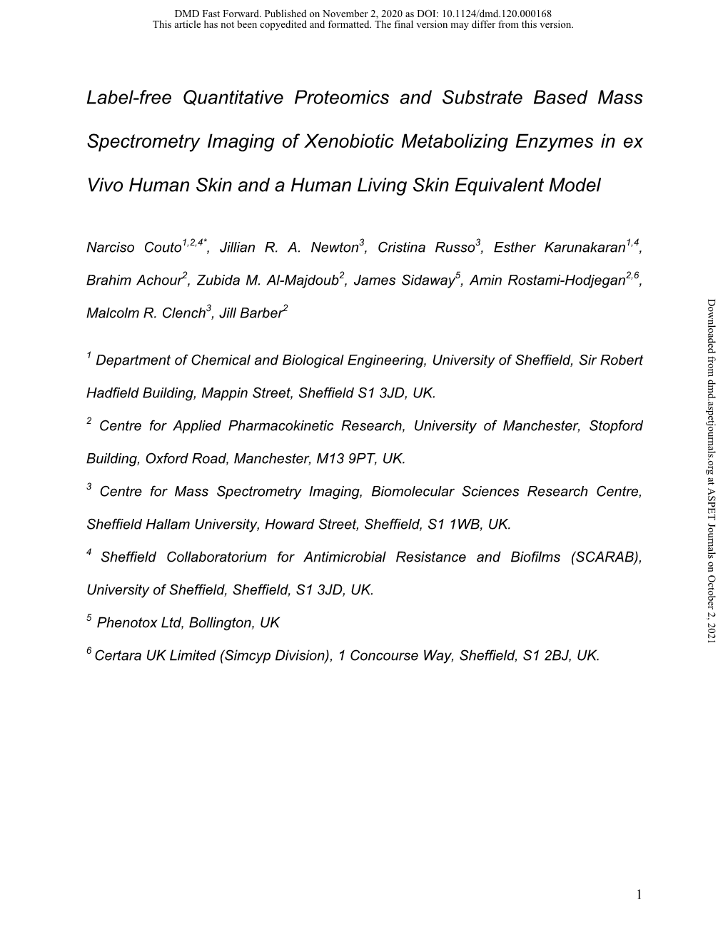 Label-Free Quantitative Proteomics and Substrate Based Mass