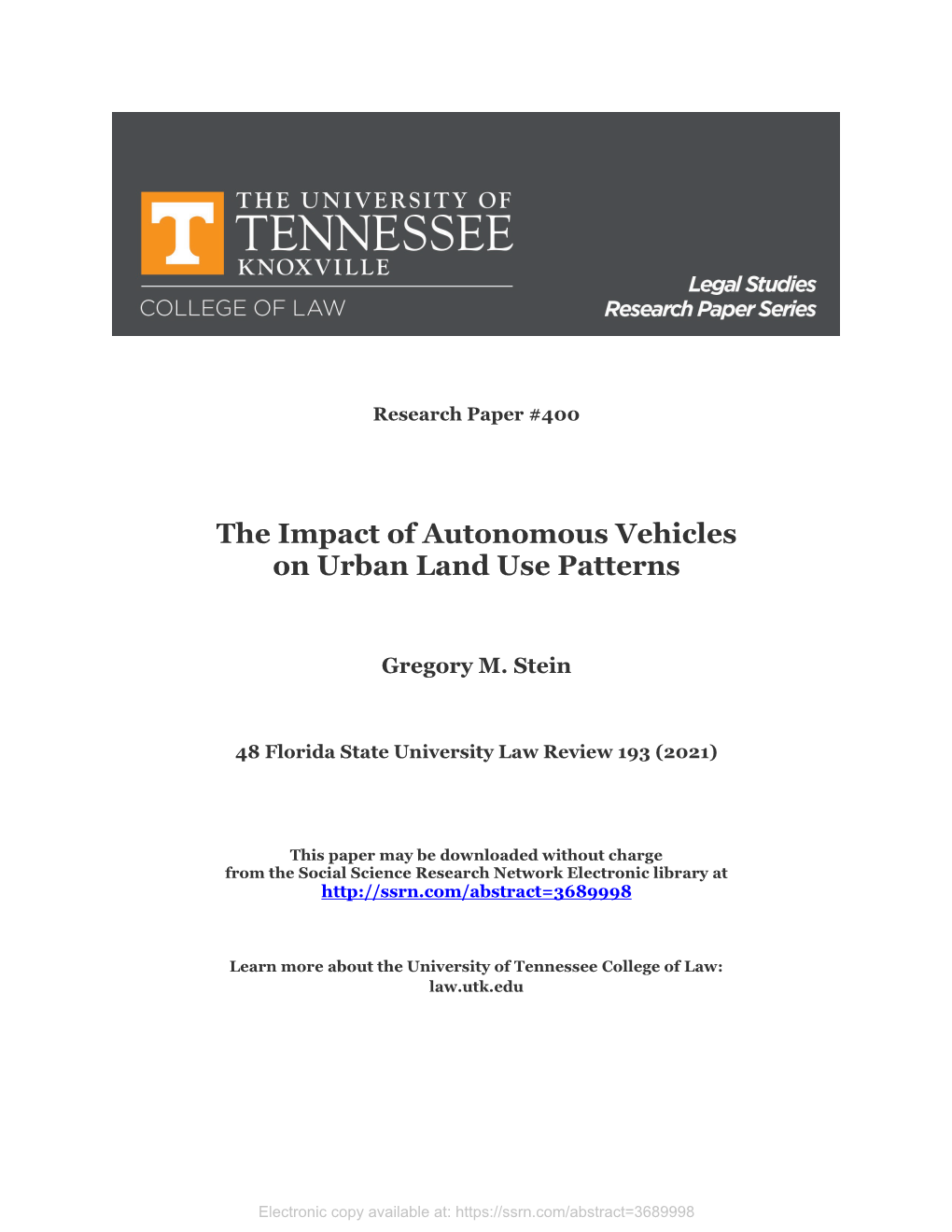 The Impact of Autonomous Vehicles on Urban Land Use Patterns