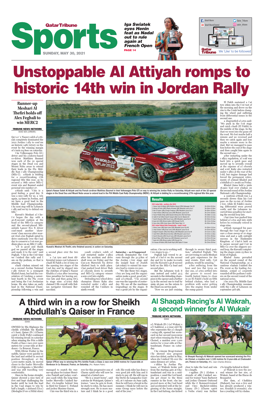 Unstoppable Al Attiyah Romps to Historic 14Th Win in Jordan Rally
