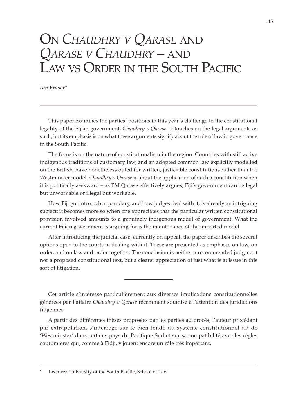 And Law Vs Order in the South Pacific 115