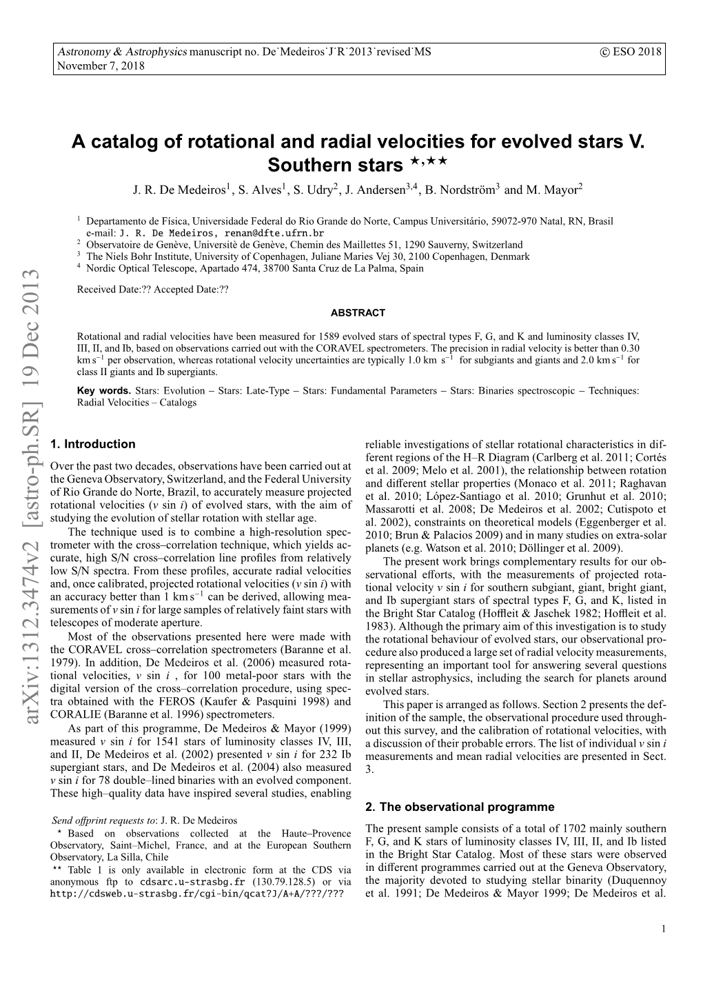 A Catalog of Rotational and Radial Velocities for Evolved Stars V