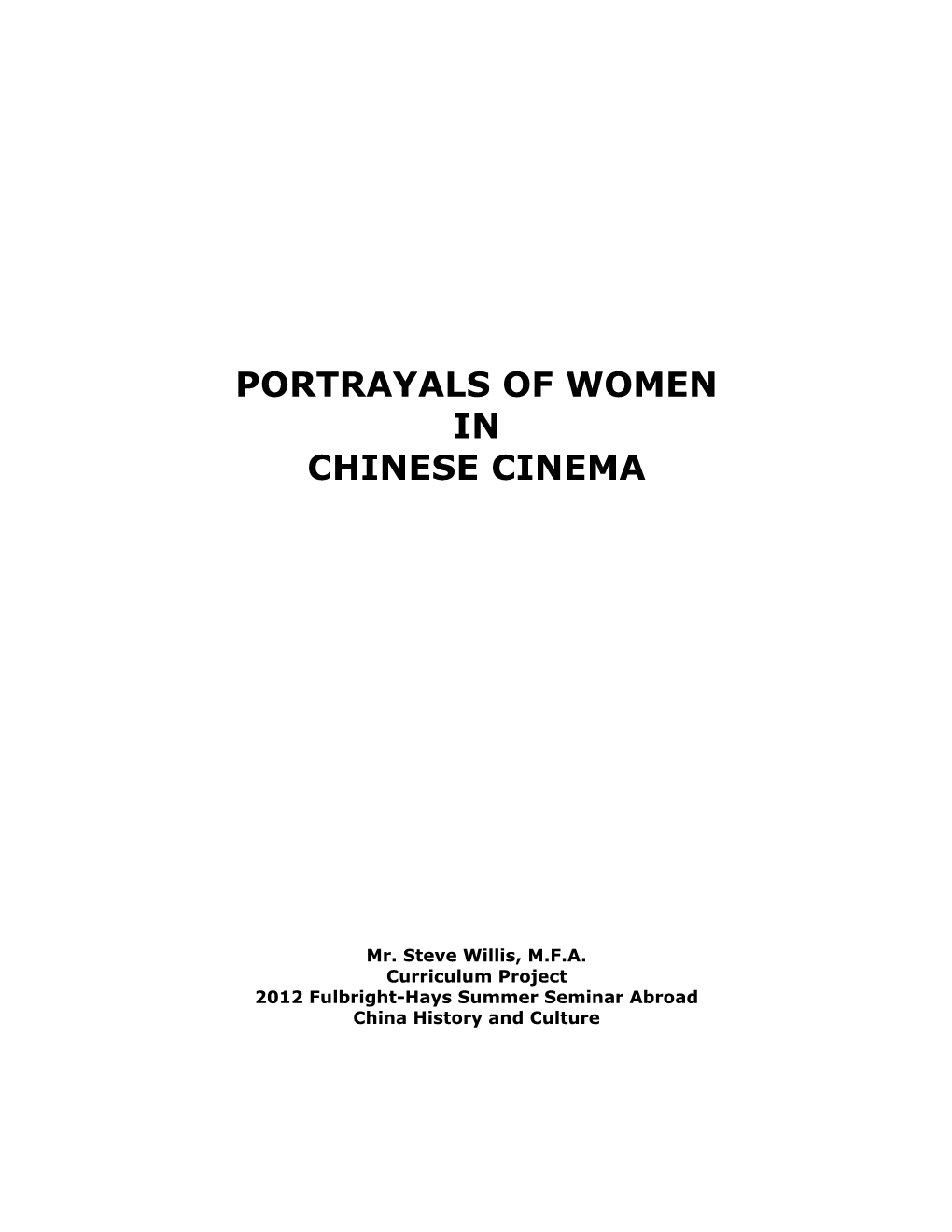 Portrayals of Women in Chinese Cinema