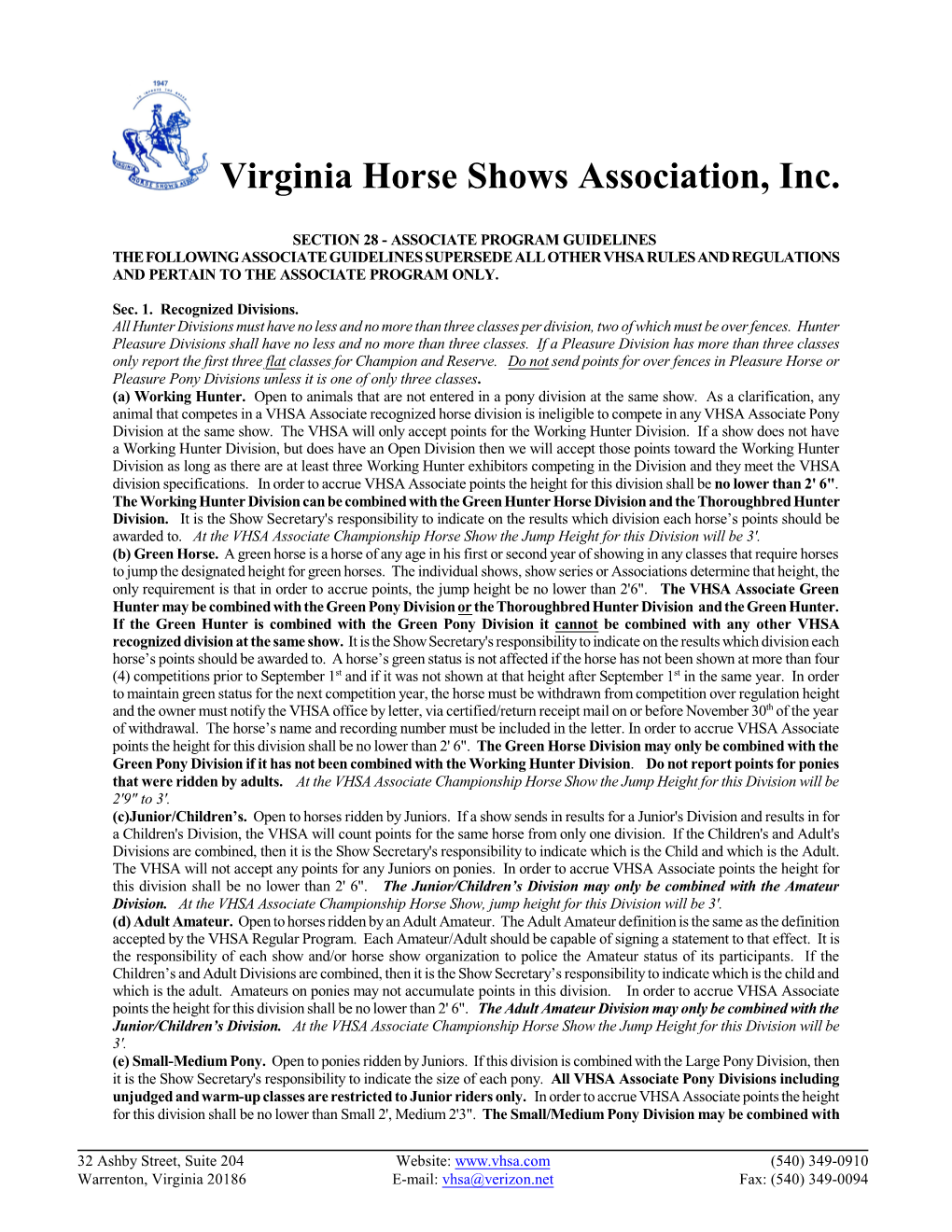 Virginia Horse Shows Association, Inc